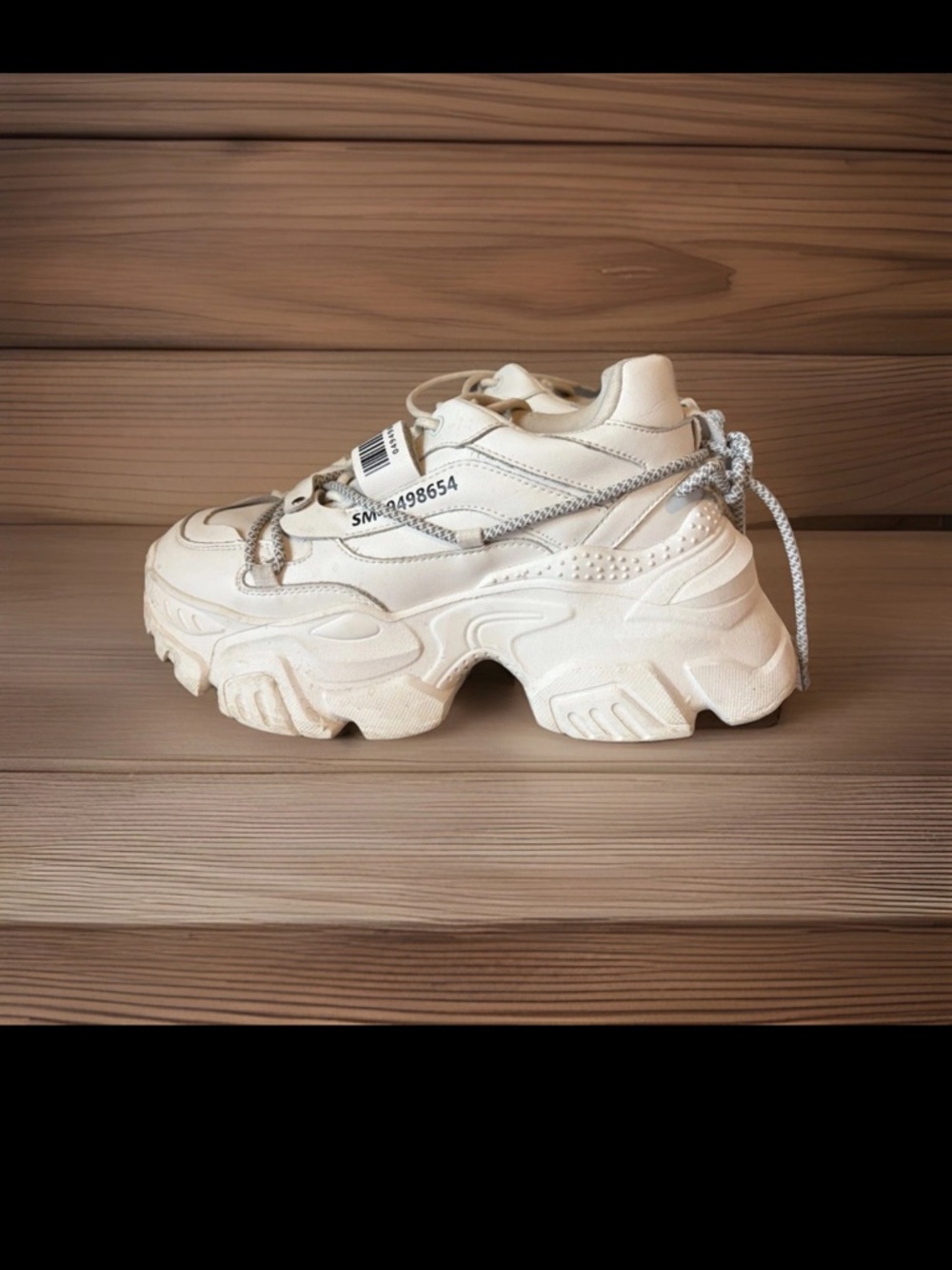 STEVE MADDEN Y2K WHITE leather PLATFORM SNEAKERS Troy size 8m womens
